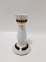 Hollóházi porcelán kék rózsa mintás gyertyatartó