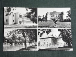 Képeslap,Körmend, mozaik,Batthyány várkastély látkép részlet, kollégium,iskola,híd,könyvtár, 1978-