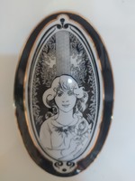 Hollóházi - ritkább ovális bonbonier Jurcsák László dekorral, szép festéssel, hibátlan 15 x 10 cm