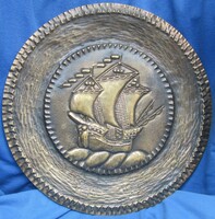 Retró réz falikép , 2.35 kg , átmérő 29  cm.