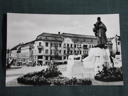Képeslap,Kaposvár, Kossuth tér,szobor látkép,részlet, 1962-
