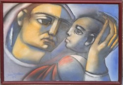Angyalföldi Szabó Zoltán (1929-2014) : Anya gyermekével, 70x100 cm.
