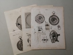 XIX. SZÁZADI ÓRASZERKEZET METSZET - 3DB  -  MEYER'S LEXIKON