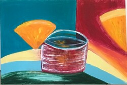 Orange and Cup - 100cm x 70cm abstract  vászonkép