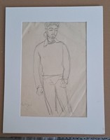 Szőnyi István (1894-1960): FERIKE.  Mérete: 20x28 cm.Keret nélkül.
