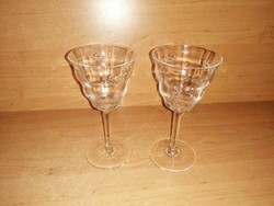 Retro talpas, metszett üveg pohár párban - 14 cm magas (2/K)