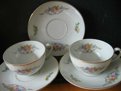 Rózsa girlandos teás, kávés szett pár Kunz N Austria porcelán
