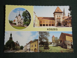 Képeslap,Kőszeg,mozaik,Kálvária templom,Főtér,utca,Hősök kapuja,vár látkép,részlet, 1982