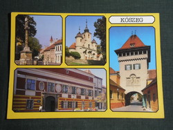 Képeslap,Kőszeg,mozaik,Kálvária templom,Főtér,utca,Hősök kapuja,vár látkép,részlet, 1988-