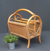 Vintage Italian bambusz újságtartó design ALKUDHATÓ