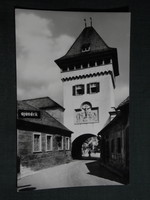 Képeslap,Kőszeg, Hősök kapuja,torony,utca látkép,részlet, 1972-