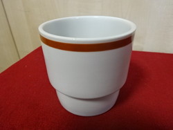 Alföldi porcelán barna csíkos pohár, magassága 9 cm. Jókai.