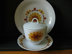 Retro CP DDR porcelán cukor tartó tányérokkal