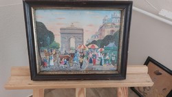 (K) Szép kis Fontaine nyomat 32x25 cm kerettel