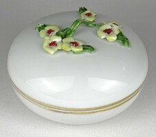 1S416 Régi Herendi porcelán bonbonier virágos tetővel