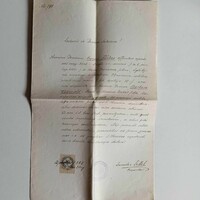 ZA494.25   Old document 1885 Budapest - Farkas Géza - Barbara Wallenfeld  - official stamp