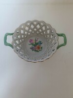 Herendi porcelán àttőrt füles kèzzel festett kosár viràgok