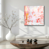 Vörös Edit - Pink Gold Passion N52 Modern Abstract 80x80cm