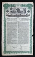 Magyar Egyesített Városi Kölcsön 7,5%-os aranykötvény 1000 USA dollár 1925