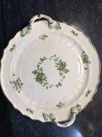 Hollóházi erika-mintás süteményes tál, füles, 32 cm átmérő
