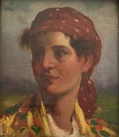 Ott Zoltán (Örkény, 1881 - Pilisjászfalu, 1953): Fiatal lány kendőben