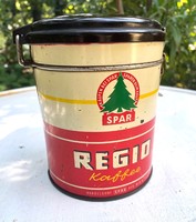 Regio Kaffee Spar régi antik kávés fém pléh doboz bakelit tetővel