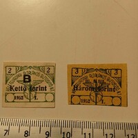 ZA500.10  Kelet-Európai általános biztosító fizetési bélyeg, 2 db  1952