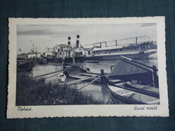 Képeslap, Postcard, Mohács,Dunaparti részlet, kikötő,hajóállomás látkép,részlet, 1935