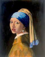 Vermeer festménye alapján - Leány gyöngyfülbevalóval - Akrilfestmény - 30 x 24 cm