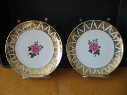 2 db Winterling Röslau aranyozott rózsás porcelán tányér egyben