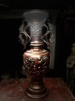 Csodálatos antik japán meji bronz váza, keleti, ázsiai, japán