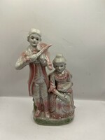Porcelán pár, hegedűvel. Biedermeier. Figurális porcelán.23x12cm. 6292