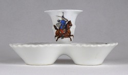 1F830 Antik MZ altrohlau I. világháborús huszáros porcelán sótartó 1914-15