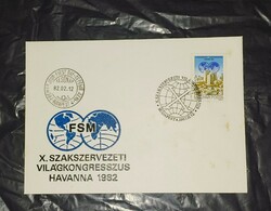 Elsőnapi boríték X. Szakszervezeti világkongresszus havanna 1982
