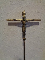 Sárga réz kereszt + korpusz  , 13 x 25 cm