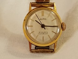 Óra karóra kézi BERG 21 köves mechanikus felhúzós 20mm retro ROWI elasto fixo szíjal