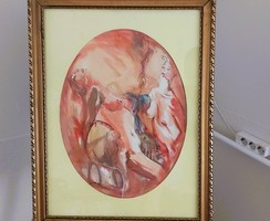 (K) Női aktok egy érdekes festményen 48x64 cm kerettel
