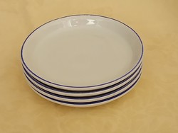 Porcelán kis tányér Zsolnay kék csíkos salátás v. süteményes menzás 17cm 4db egyben