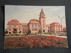Képeslap,Mezőtúr, Városháza,tanácsháza,emlékmű,park,Ikarus busz látkép,részlet, 1965-