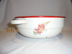 Régi pipacsos, mezei virágos zománcos nagy tál