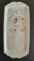 Vintage Bavaria "Winterling" porcelán tálca, asztalközép