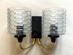 ELCO ELEGÁNS RETRO FALIKAR LÁMPA 2 ÜVEG BÚRÁVAL FEKETE FÉM TESTTEL ÜVEG BÚRÁVAL
