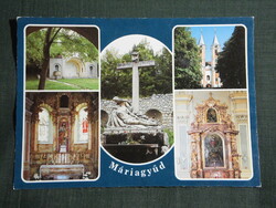 Képeslap,mozaik,Máriagyűd,Barokk kegytemplom belső,oltár ,szobor, látkép, részlet, 1988-