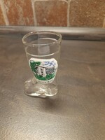 Átlátszó kis emlék üvegcsizma Galyatető felirattal