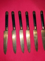 Antik rézpengés bakelit nyeles késkészlet 6 darabos 15 cm - 8 cm a penge 2.