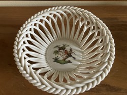 HERENDI PORCELÁN FONOTT KOSÁR, ROTHSCHILD MINTÁS DEKORRAL