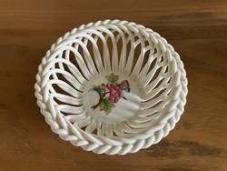 HERENDI PORCELÁN FONOTT KOSÁR, VIKTÓRIA MINTÁS DEKORRAL