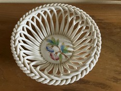 HERENDI PORCELÁN FONOTT KOSÁR, VIKTÓRIA MINTÁS DEKORRAL