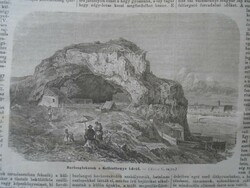 D203543 p636  Gellérthegy - Barlanglakások - Budapest - fametszet egy 1866-os újságból + cikk