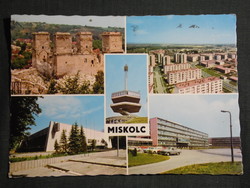 Képeslap, Miskolc,mozaik,Diósgyőr vár,egyetem,székház,lakótelep látkép, részlet, 1972-